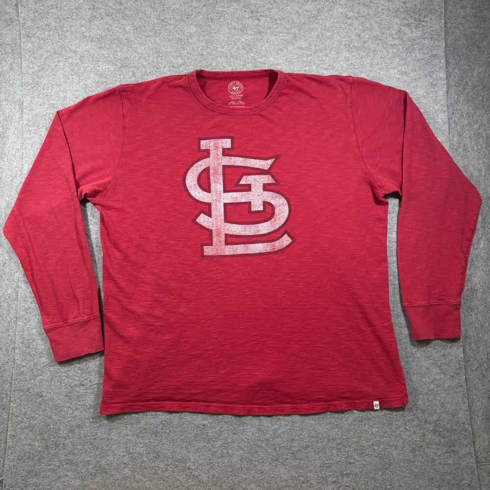 St Louis Cardinals Long Sleeve T Shirt Mens XXL Red MLB Graphic Tee Slub Knit